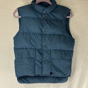 Vintage 80s Woolrich Goose Down Puffer Vest Men’s Small Blue USA Made Snap